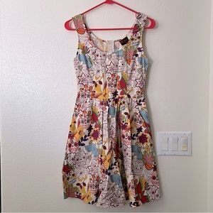 Rare FOLTER Flash Tattoo Day of the Dead Pattern Sleeveless Dress - Sz S - HTF